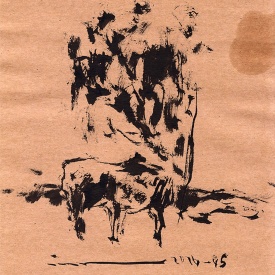 دو حیوان در زیر درخت